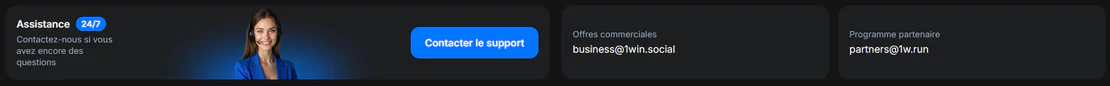 1win Casino assistance 24h/24 avec support client, offres commerciales et programme partenaire